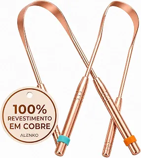ALENKO Raspador de Língua Revestido em Cobre Kit com 2 Unidades