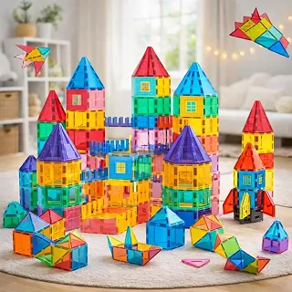 Blocos Magnéticos de Construção 30 Peças Brinquedo Educativo Infantil 3D Encaixe Imantado Criativo Kit Montar Crianças STEM Desenvolvimento Cognitivo Coordenação Presente Meninos Meninas 30pcs