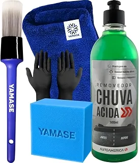 Kit produto para Limpeza Vidros Removedor de Calcificação Tira Chuva Ácida Auto America Pincel Pano Aplicador Yamase