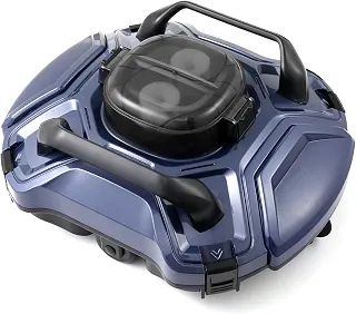 Robô Aspirador de Piscina Sem Fio, Limpeza Automática, Motor Duplo, Estacionamento Automático, para Piscinas Acima do Solo/Enterradas (Azul)