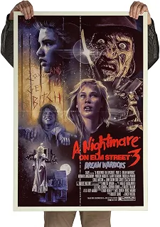 Pôster Autoadesivo 60x90cm - A Hora do Pesadelo 3, Freddy Krueger, Filme de Terror Clássico, Horror Anos 80, Decoração Geek, Cinema Cult