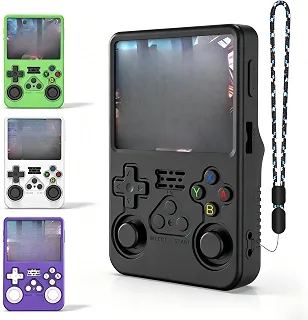 1 pacote com capa protetora de silicone macia para console de jogos portátil com cordão para R36S (preto)