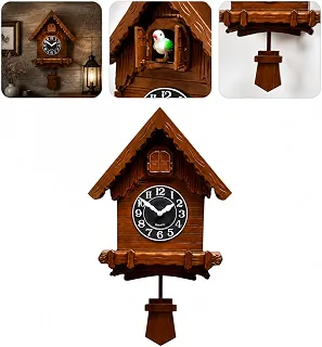 Relógio de Parede Cuco Chalé Clássico com Pendulo 53CM Design Vintage