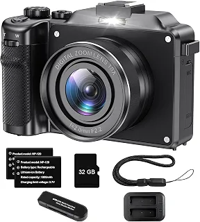 Câmera Fotográfica Digital 4K 64MP Retrô Zoom 18x Wi-Fi para Vlog e Viagens