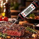 Termômetro Culinário Digital para Alimentos -50°C a 300°C Alta Precisão LCD Leitura Rápida para Carnes Churrasco Chocolate Leite Café Óleo Cozinha Profissional