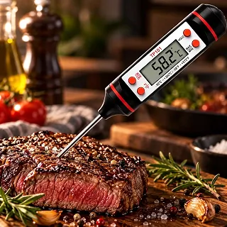 Termômetro Culinário Digital para Alimentos -50°C a 300°C Alta Precisão LCD Leitura Rápida para Carnes Churrasco Chocolate Leite Café Óleo Cozinha Profissional