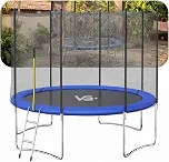 VG PLUS, Cama Elástica Trampolim Pula Pula Tapete de Salto 305 Cm Redondo com Rede Segurança e Escada VG+