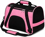 Bolsa de Transporte Dobrável para Cães e Gatos com Tela Respirável (ROSA)