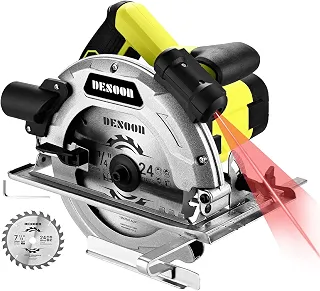 DESOON Serra Circular Profissional 1800w Real 7.1/4' 5500RPM Motor De Cobre Puro Com Laser E Guia - Corte Preciso 65mm Base Em Aço Robusta