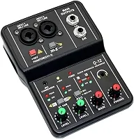 Q-12 Interface de audio,placa de som profissional de canal USB 2.0 DC 5V de alta velocidade, função de monitor para estúdio/gravação musical/jogos/Equipamentos para Gravação Musical