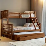 Treliche Com Cama Casal Em Madeira e Aux Casal C/Gavetas Woodstore (Castanho)