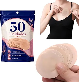 Kit 50 Adesivos Tapa Seio, Protetor De Mamilo Discreto Confortável