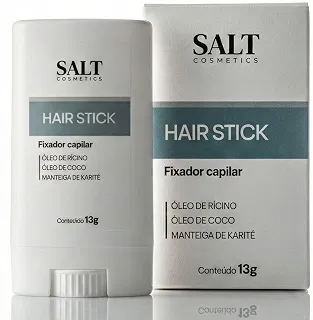Cera em Bastão Fixadora 13g – Hair Stick – Com Óleo de Rícino, Coco e Manteiga de Karité para Hidratação Profunda – Domina Frizz e Baby Hairs – Efeito Sleek Bun, Sem Resíduos e Não Oleoso – Salt Cosmetics