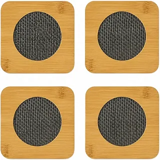 Kit 4 Peças Descanso de Panela em Bambu com Proteção Térmica Design Moderno Protege a Mesa de Panela e Travessa Quente Descanso de Bule de Chá e Chaleira 16,5 cm