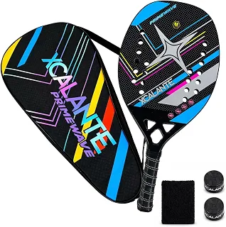 Raquete Beach Tennis 22mm Kit Completo Capa Protetora Overgrip Munhequeira