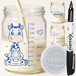 5 Potes de Vidro Armazenar Leite Materno ou Papinha com Graduação 200ml - GIRAFA