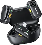 Hollyland LARK A1 Duo – Microfone Sem Fio Mini para iPhone 15/16 e Android (2TX + USB-C RX + Case de Carregamento), Microfone Magnético para YouTube, TikTok, Podcast e Entrevistas (Preto)