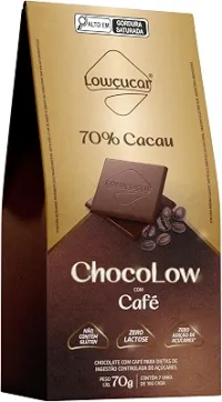 Lowçucar Chocolate 70% Cacau com Café – Low Carb, Combinação Perfeita – 70g