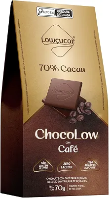 Lowçucar Chocolate 70% Cacau com Café – Low Carb, Combinação Perfeita – 70g