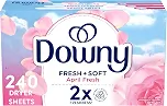 Downy Folhas de secador amaciante de tecido, April Fresh, 240 unidades
