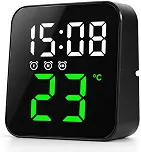 Relógio Despertador Digital de Mesa com Temperatura e 3 Alarmes