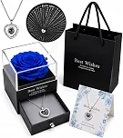 Kit Presente Rosa Eterna Com Colar Eu Te Amo 100 Idiomas Caixa De Luxo E Sacola