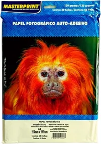 Papel Fotográfico, Inkjet, A4, Glossy, Adesivo 130 g, Masterprint, 302010041, Multicor, pacote de 50