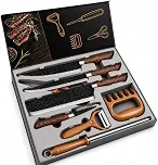 Kit Churrasco Madeirado, Conjunto 8 Peças, Facas Gourmet, Corte Navalha Antiaderente Premium - T2X Soluções (Madeirado)