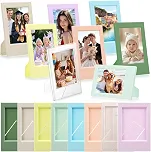 16 porta-retratos de 5 x 7 cm com suporte, conjunto pequeno de mini porta-retratos instantâneos, molduras de plástico para mesa de mesa, para escritório em casa, coloridas