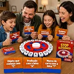 Jogo Stop de Palavras Eletrônico em Português 10 Segundos com Temporizador Sonoro Cartas Brinquedo Inteligente Interativo Educativo de Raciocínio Rápido para Crianças Adultos Família Festa e Viagem