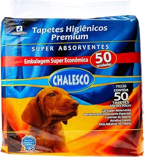 Chalesco Tapete Higiênico Premium para Cães 90 x 60 cm – Super Absorção, Controle de Odores e Base Antivazamento | 50 Unidades
