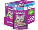 Pack Ração Úmida Whiskas Sachê Atum ao Molho para Gatos Adultos 85 g - 20 unidades
