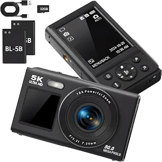 Câmera Digital 5K Ultra HD 80MP Duas Telas Selfie WiFi Fotografia e Vídeo