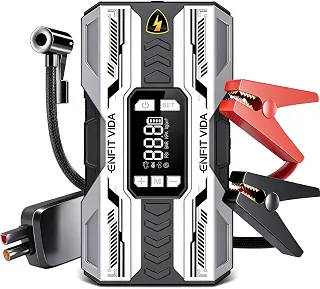 ENFIT VIDA Auxiliar de Partida Veicular 4 em 1 1500A 12V, Compressor de Ar Digital 150PSI, Power Bank 10000mAh, Lanterna SOS para Carros Motos Picapes Emergência Automotiva
