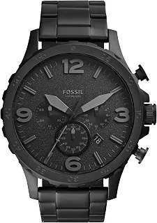 Fossil Relógio masculino Nate com mostrador cronógrafo grande e pulseira de aço inoxidável ou couro