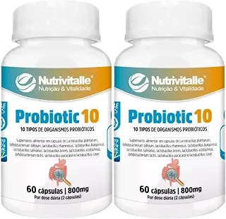 Probiotic 10 800 mg 60 Cápsulas Nutrivitalle Kit 2 Unidades