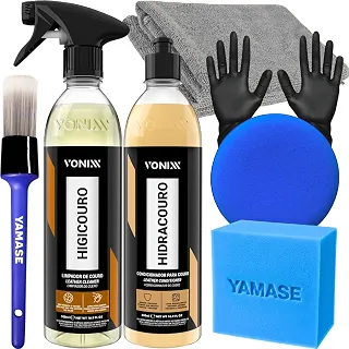 Kit Limpeza Hidratação Couro Vonixx Limpa e Hidrata Bancos Jaquetas Acessórios