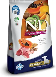 Ração Seca N&D Tropical Selection Cordeiro, Cereais e Frutas Tropicais para Cães Filhotes de Raças Pequenas 2Kg + 500g