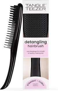 Tangle Teezer - Escova de cabelo desembaraçadora The Wet Detangler Black para todos os tipos de cabelo, seco e úmido. Cor: Preta