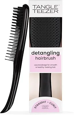 Tangle Teezer - Escova de cabelo desembaraçadora The Wet Detangler Black para todos os tipos de cabelo, seco e úmido. Cor: Preta