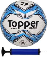 Bola Campo Topper Slick Azul + Bomba De Ar