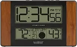 Relógio digital atômico 513-1417CH-INT com temperatura e fase da lua, 29,5 cm C x 2,5 cm L x 1,61 cm A, cereja
