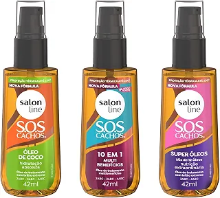 Salon Line, Kit 3 Óleos de Tratamento, Coco, Super Óleos e Multibenefícios - Para Cabelos Ondulados, Cacheados e Crespos