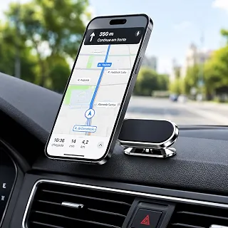 Suporte Magnético para Celular Automotivo 360° com Ímã de Alta Fixação | Base Adesiva Resistente | Compacto e Universal para Painel, Mesa e Superfícies Planas