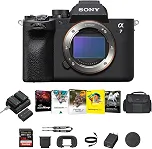 Sony Câmera sem espelho de quadro completo a7 IV (preto) - Câmera digital híbrida rápida com baterias e kit de carregador duplo, kit de software Corel, cartão de memória SDXC de 128 GB e bolsa DSLR