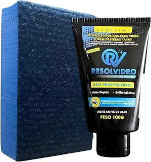 Kit de Descontaminação Resolvidro para Vidros, Removedor de Chuva Ácida e Manchas, Composto Polidor 100g + Taco Resoltak