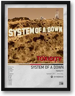 Quadro Decorativo Álbum Spotify Toxicity Com Moldura 33x43 cm - Poster Rock Alternativo Heavy Metal