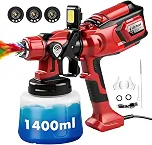 Victool Pistola de Pintura Elétrica 650W 1400ml com Bico 1.0/1.8/2.5mm 127V 60Hz, Pulverização Ajustável, LED Integrado, Sistema de Limpeza e Uso para Tintas à Base de Água e Solvente