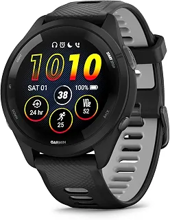 Garmin Relógio Forerunner 265 Music Preto com Cinza 46mm com Monitor Cardíaco de Pulso e GPS
