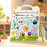 Labirinto Magnético Educativo Infantil com Caneta Magnética, Prancheta de Coordenação Motora, Brinquedo Montessori para Aprender Cores, Números, Contagem, Concentração e Raciocínio